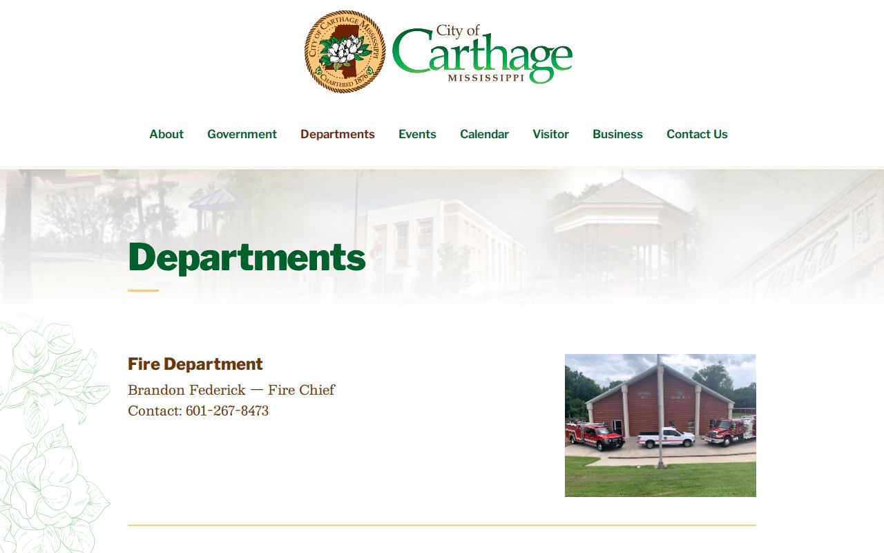 Carthage Police Department contact on the official city page