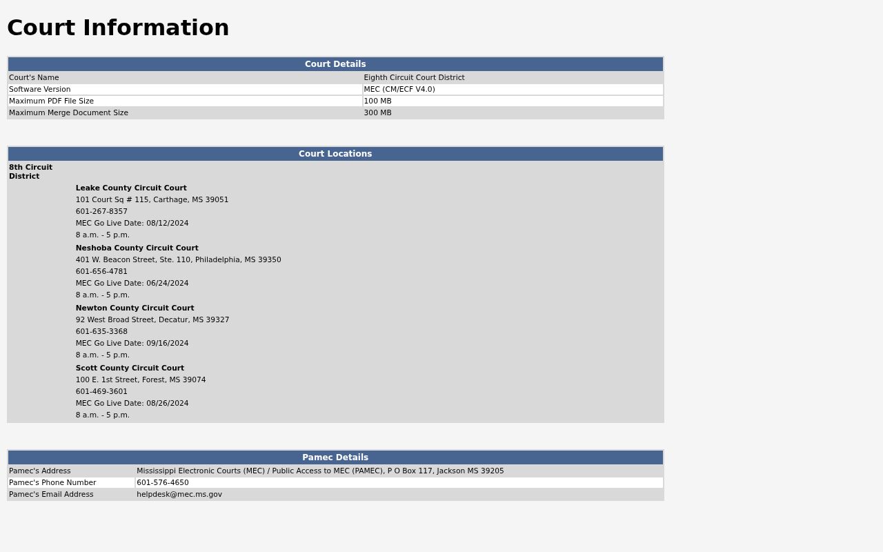 Eighth Circuit MEC information page for Leake County